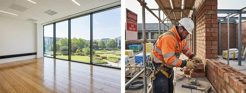 Office fit-out and commercial office construction in Newbury, Berkshire, showing professional refurbishment and workspace development.